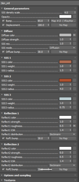 تنظیمات Subsurface Scattering برای رندر صورت