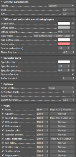 تنظیمات VRayFastSSS2